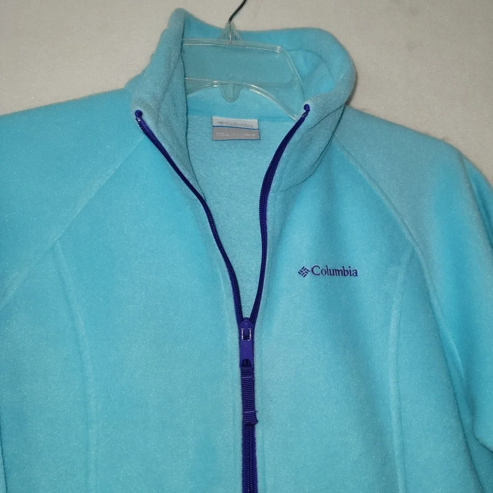Columbia Benton Springs Fleece‎ Jacket Girls 14/16 Blue Full Zip Hiking WG6376